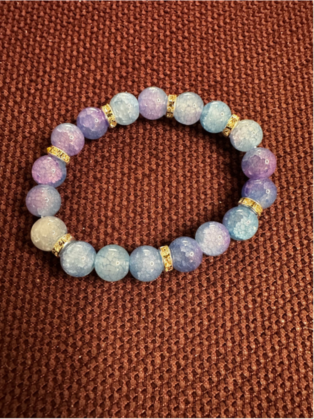 Blue, Purple & Gold Beaded Bracelet
